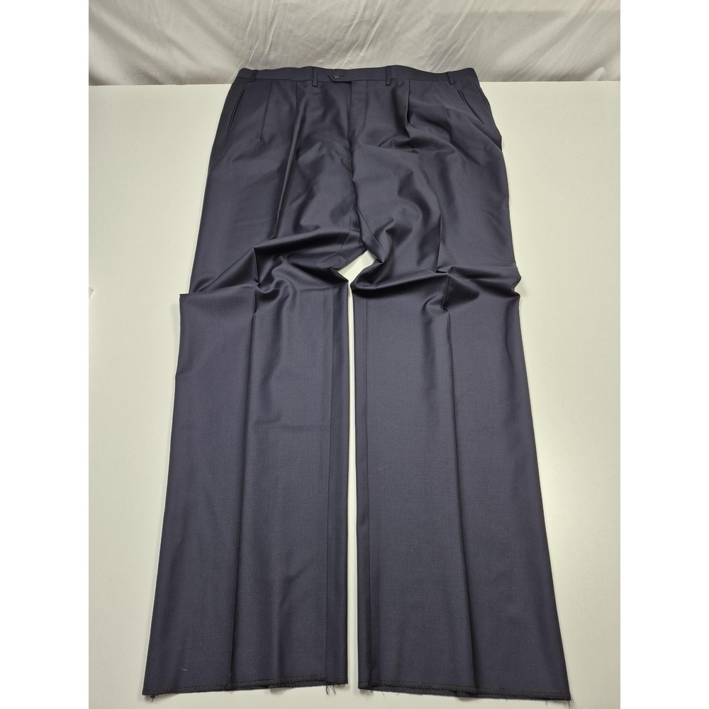 Peerless Couture Suit Pants Mens 45x36 Navy Blue Wool Pleated Unhemmed NWT